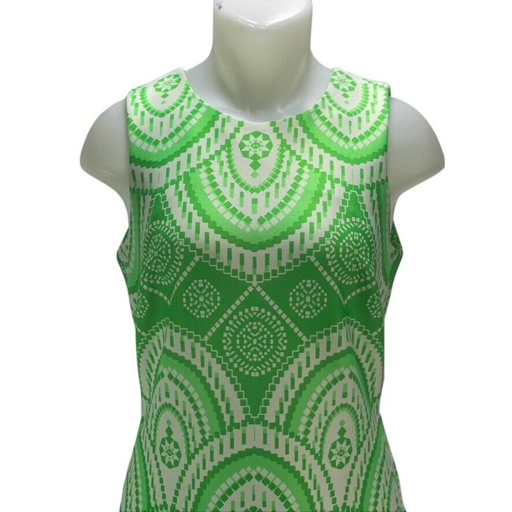 Just Taylor Geometric Pattern Sleeveless Shift Dress With Back Zipper Closure - Picture 5 of 13